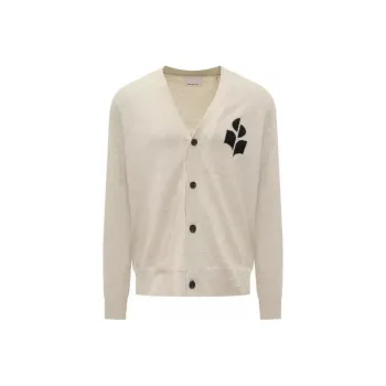 ISABEL MARANT ETOILE Logo Intarsia Knit V Neck Cardigan