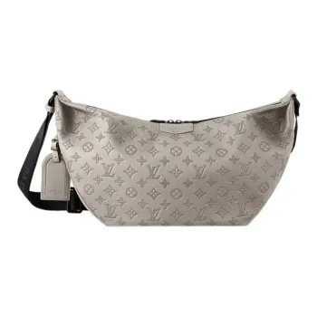 LOUIS VUITTON HAMAC Monogram Shadow Embossed Cow Leather Shoulder Bag Large Size Women's Dark Color
