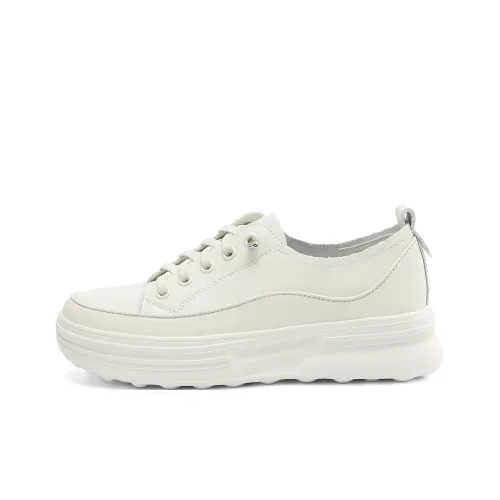 BOERDIQI Lightweight Height Increasing Low Top Casual Shoes Women's Ecru