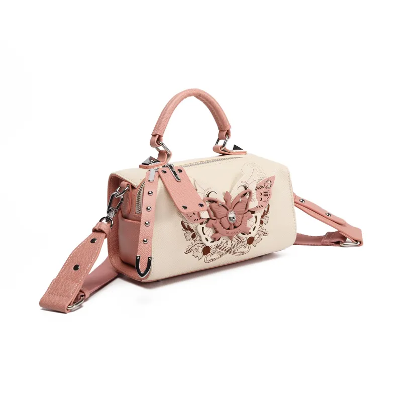 MISS GAIL Synthetic Leather One Shoulder Handbag Regular Women's White & Pink-3