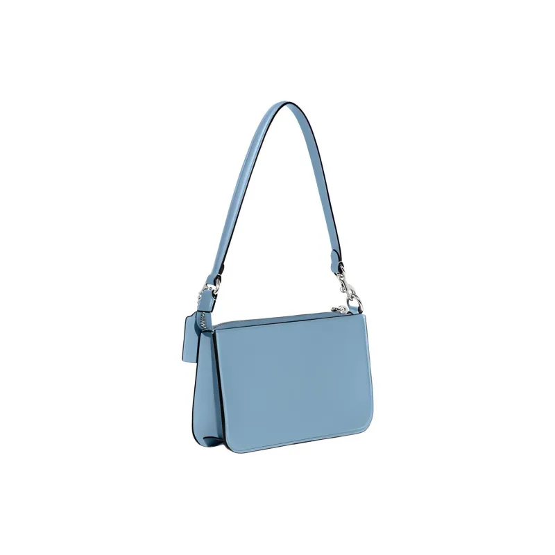 COACH Pouch Canvas With Leather Clutch Handbag, Shoulder Bag Women's Blue-1