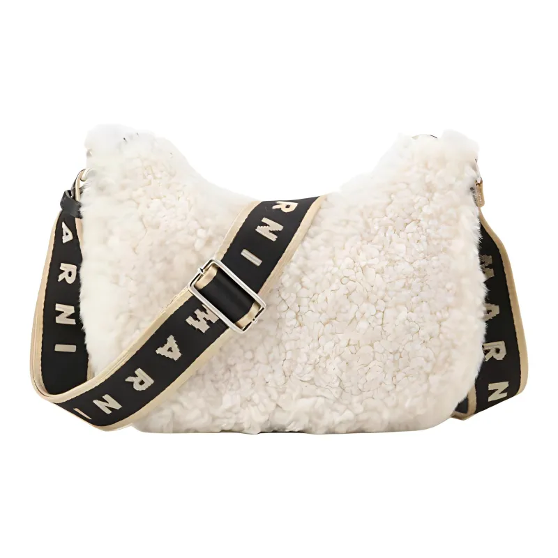 MARNI Zipped Shearling Crossbody Bag-1