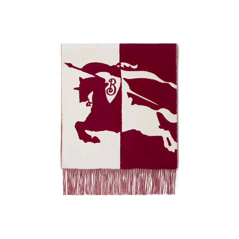 Burberry Edk Knight motif Fringed edge Scarf-1