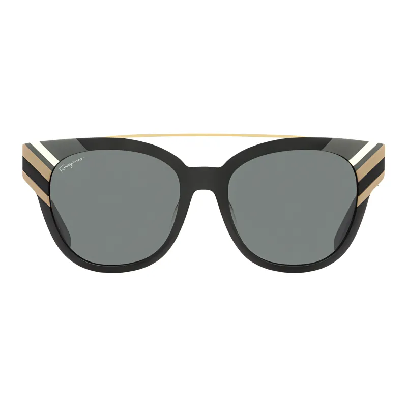 FERRAGAMO Acetate Irregular Shape Sunglasses Women's Gold-1