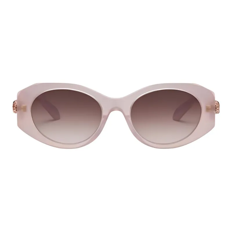 BVLGARI Plate Frame Acetate Oval Sunglasses Unisex Pink-1