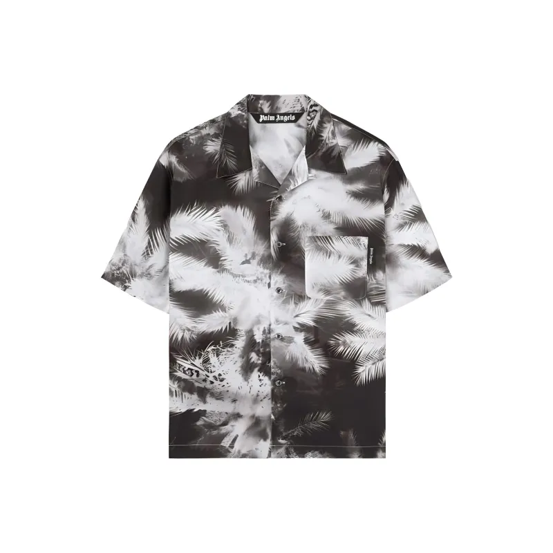 PALM ANGELS Blueprint Palms Short Sleeved Shirt-0