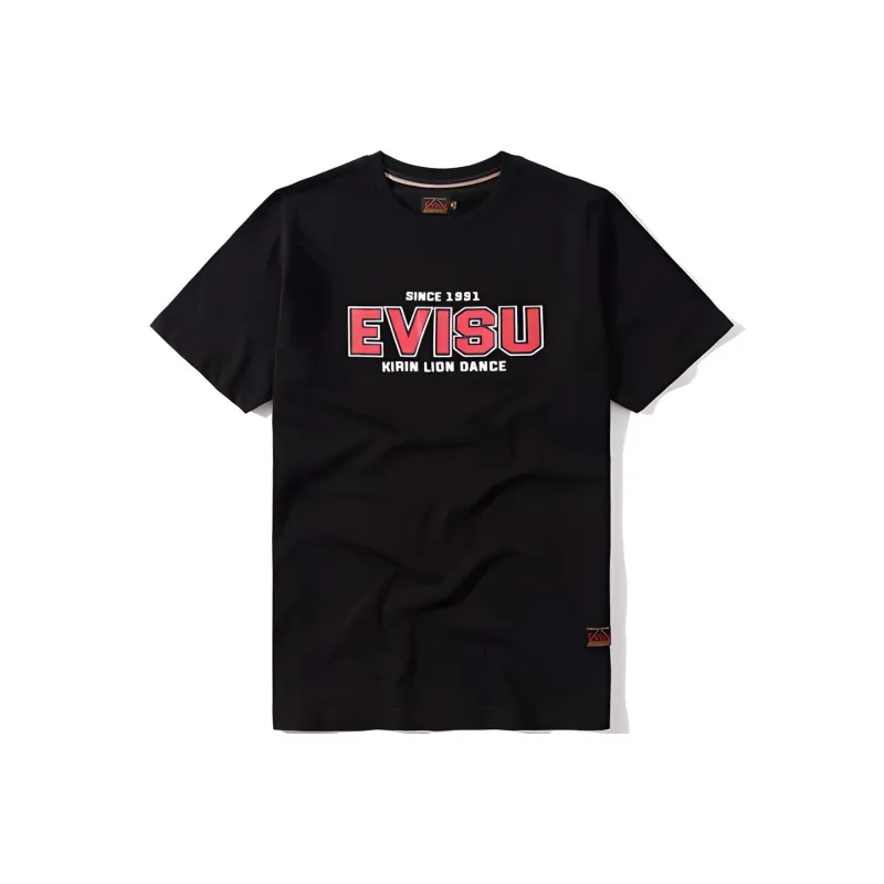 EVISU Straight T Shirt Unisex Black-0