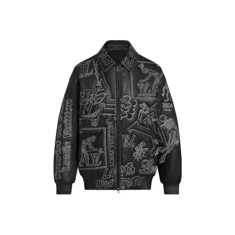 LOUIS VUITTON Embroidered Leather Bomber-0