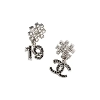 CHANEL Silver/Diamond Earrings AB8972