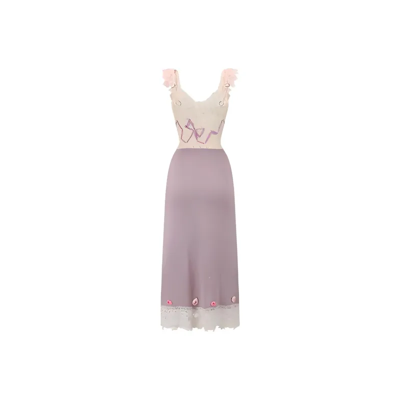 Zonibom Slip Dresses Women's Pink Butterfly Purple-1