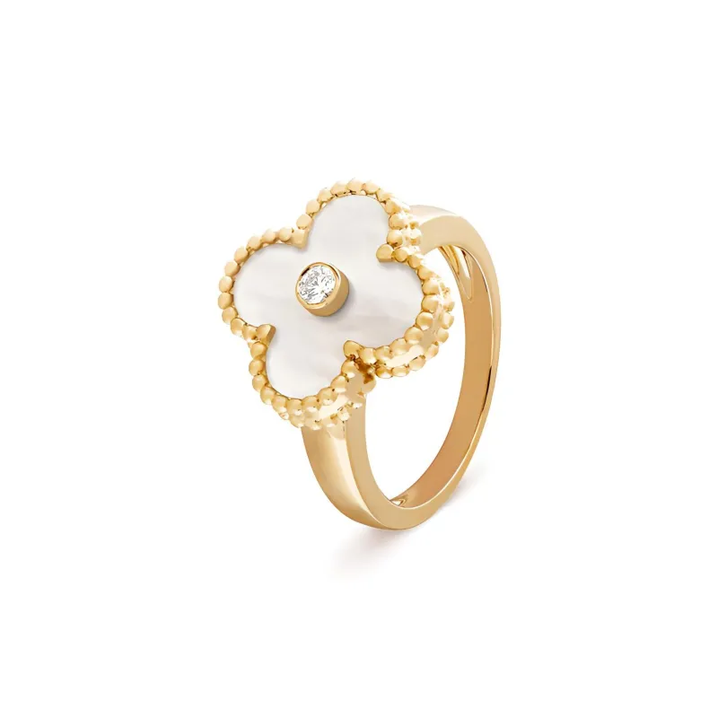 Van Cleef & Arpels 2010s Pre owned 18K Yellow Gold Alhambra Diamond Ring-3