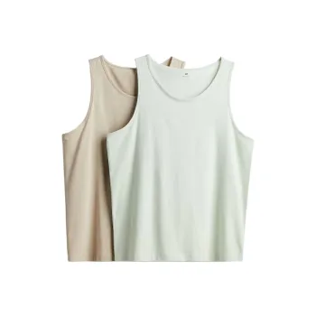 H&M Tank Tops Men 2 Pack Beige+Light Green