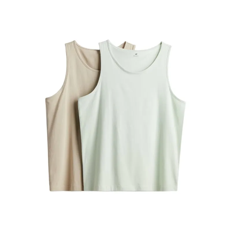 H&M Tank Tops Men 2 Pack Beige+Light Green-0
