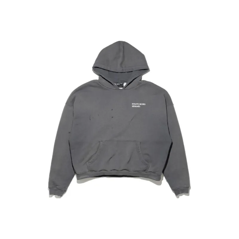 ENFANTS RICHES DEPRIMES Thermal Lined Distressed Logo Hoodie-0