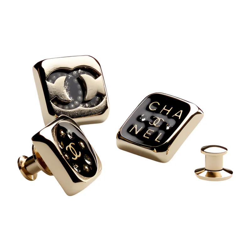 CHANEL Metal Resin Rhinestones Artificial Pearls Brooches Women's Black Gold-1