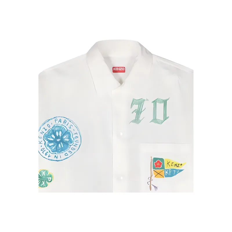 KENZO Graphic Printed Long Varsity Shirt-5