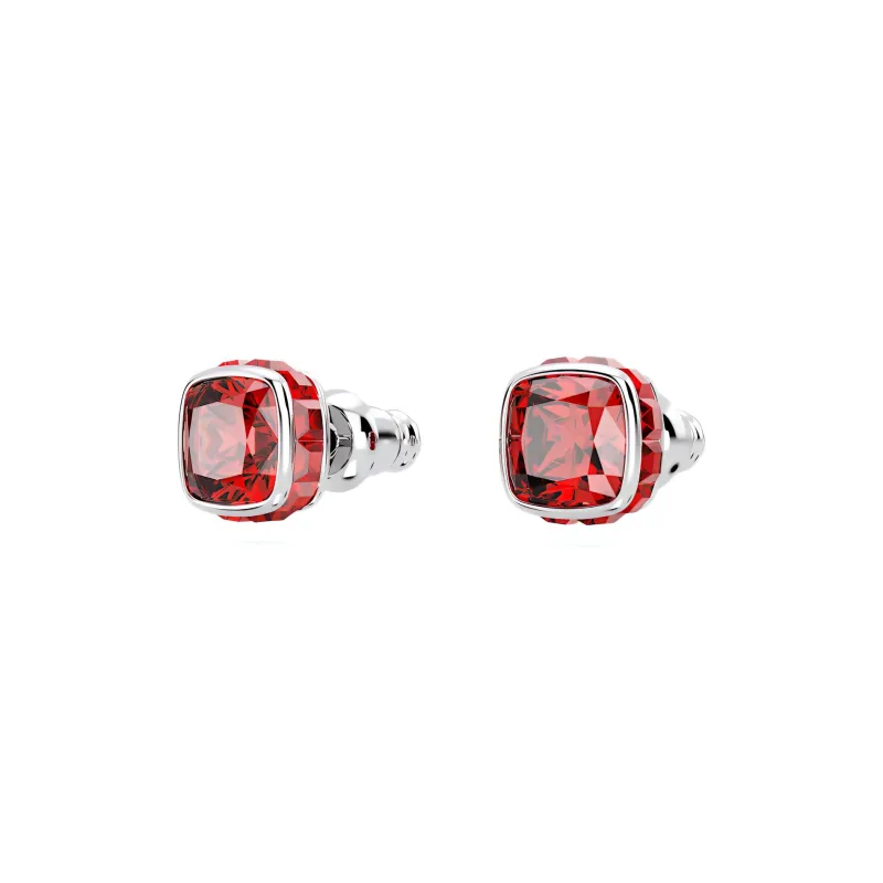 Swarovski Cubic Zirconia Rhodium-Plated Faux Crystal Stud Earrings Women's Red-2