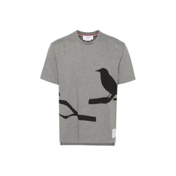 THOM BROWNE Raven print Cotton T shirt