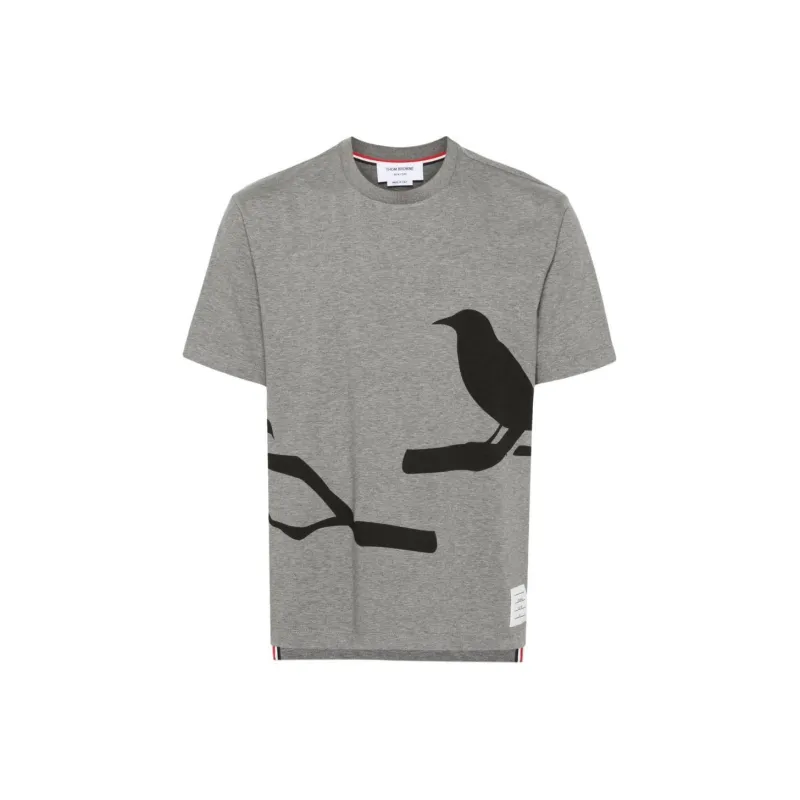 THOM BROWNE Raven print Cotton T shirt-0