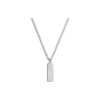 GUCCI Sterling Silver Diagonal Interlocking G Necklace