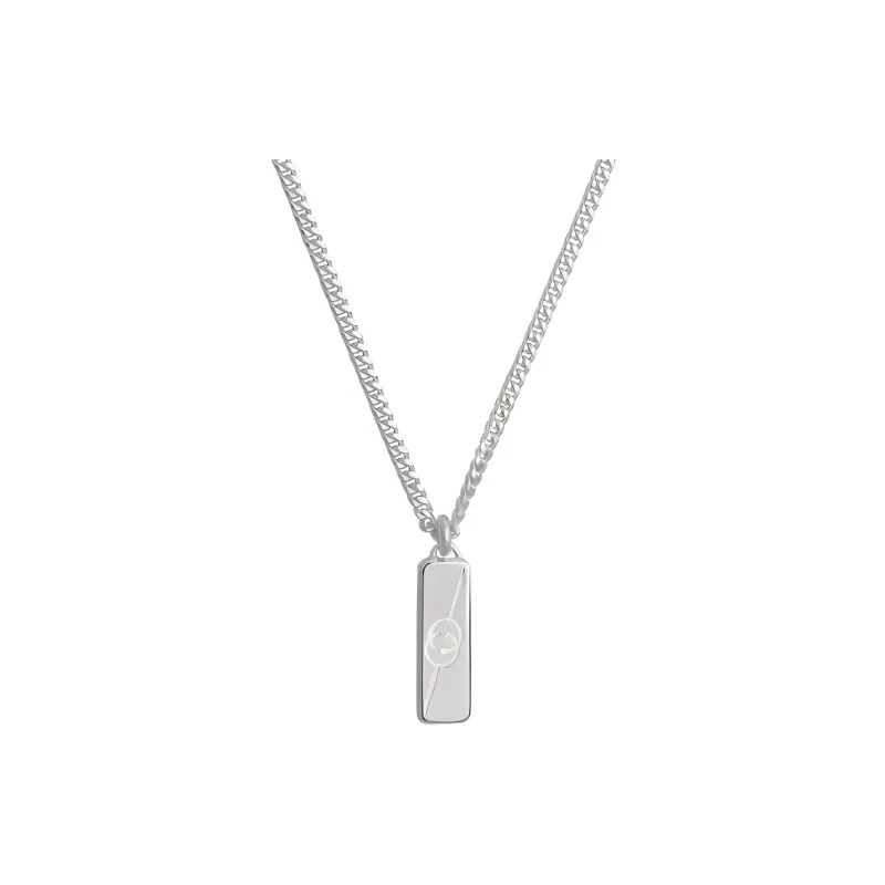 GUCCI Sterling Silver Diagonal Interlocking G Necklace-0