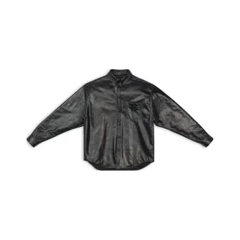 Balenciaga Embossed Bb Monogram Logo Leather Overshirt