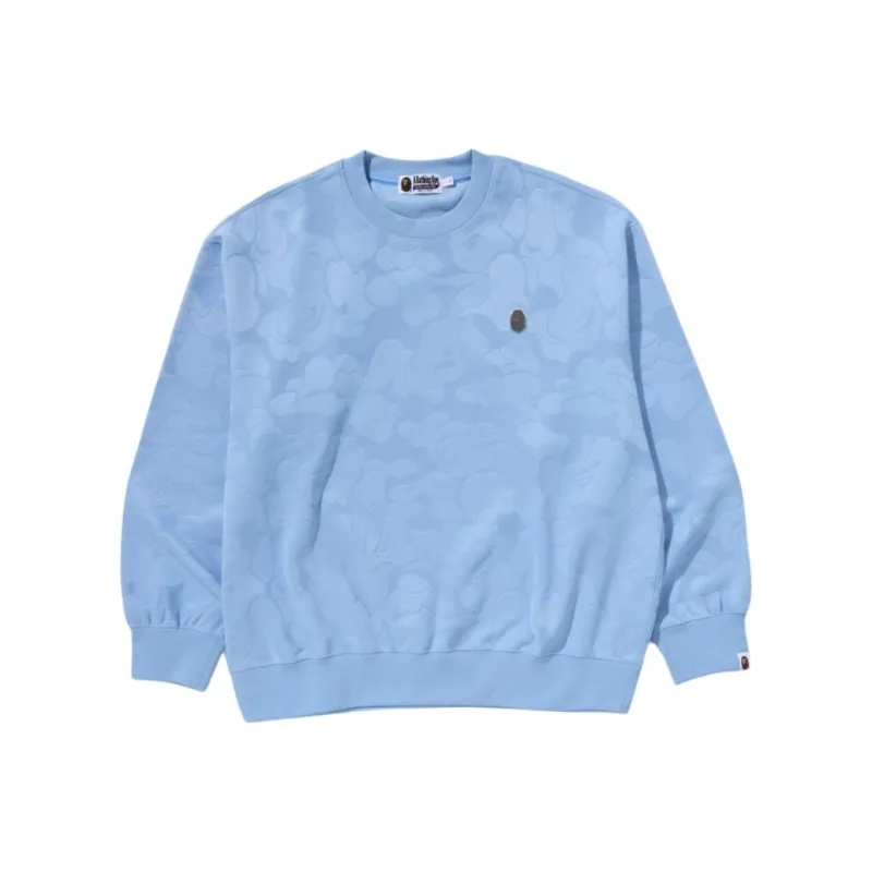 A BATHING APE Solid Camo Jacquard One Point Relax Fit Crewneck Sweatshirt-2