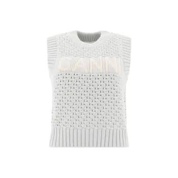 GANNI Logo Intarsia Crewneck Knitted Vest