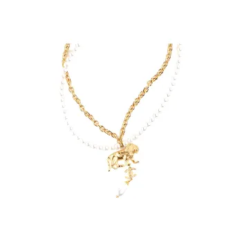 CHANEL Necklaces Women's Gold