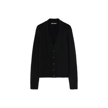 PALM ANGELS Logo Intarsia Buttoned Knitted Cardigan