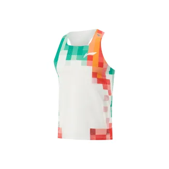 LINING Running Collection Tank Tops Men Standard White/Glory Red/Pearl Green/Neon Fruit Red/Chamomile Yellow With Full Bottom Print