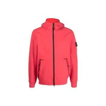 STONE ISLAND Logo Patch Hooded Zip Up Jacket