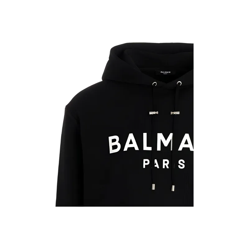 BALMAIN Hooded Sweatshirt With Paris Logo Print-4