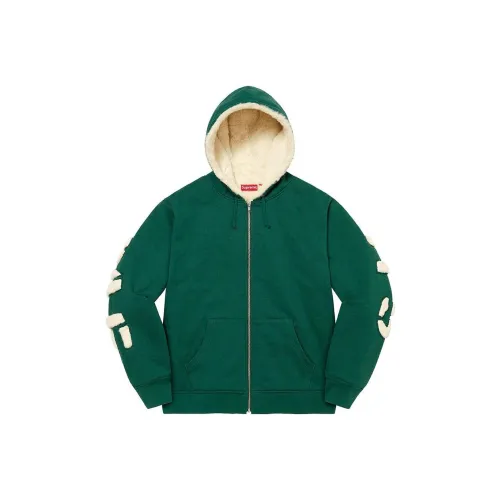 Supreme Faux Fur Lined Zip Up Hooded Sweatshirt