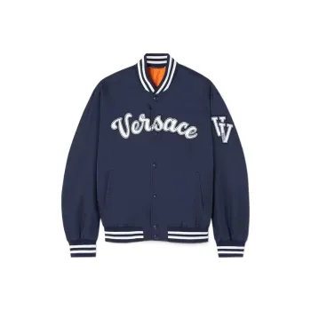 VERSACE Logo Embroidered Button Up Jacket