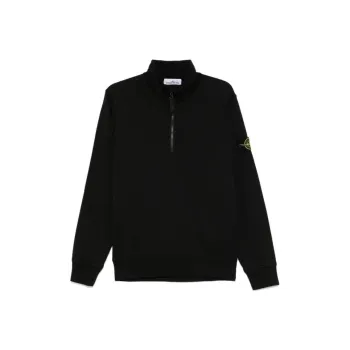 STONE ISLAND Logo Patch Half Zip Sweatshirt