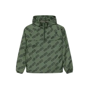 KENZO Logo Printed Half Zipped Hooded Jacket