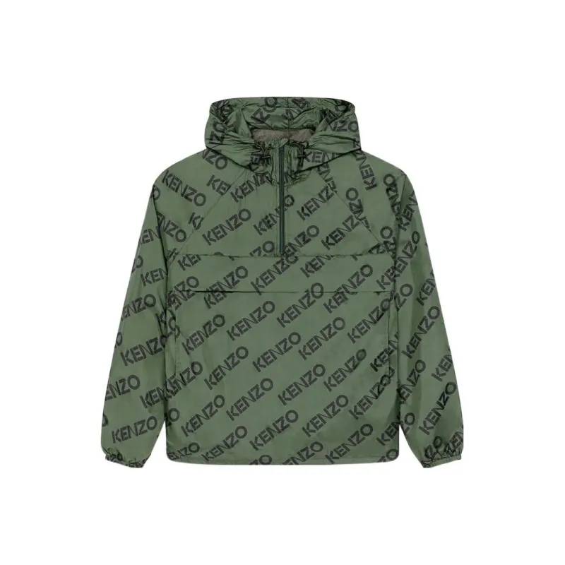 KENZO Logo Printed Half Zipped Hooded Jacket-0