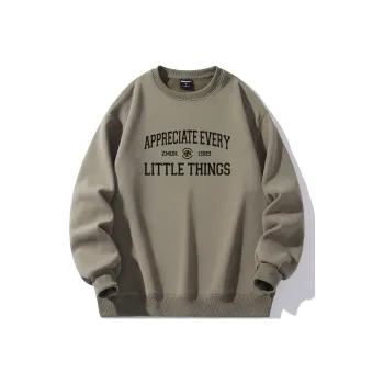 ZMOH Fleece Lined Crew Neck Sweatshirt Unisex Couple's