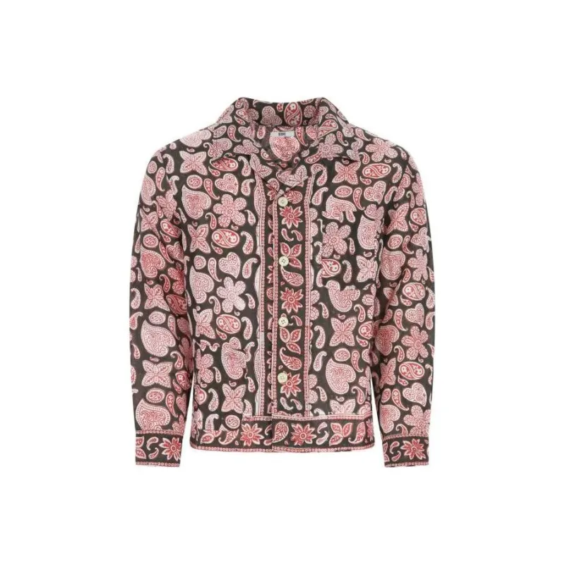 BODE Heart Paisley Block Printed Buttoned Shirt-0