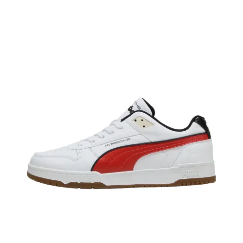 PUMA Porsche Legacy Anti Slip Wear Resistant Low Top Skateboard Shoes Men's White Red