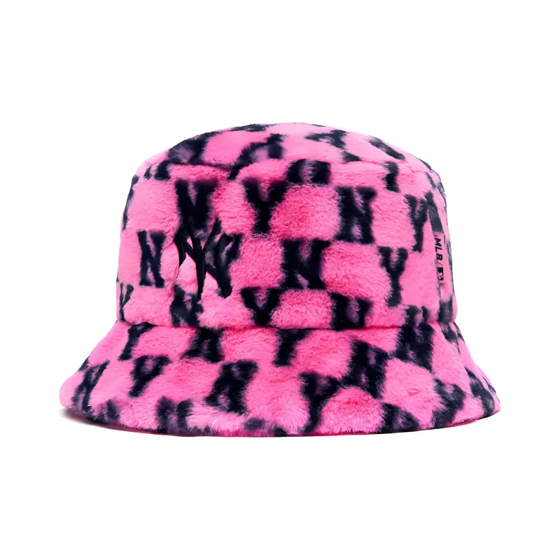 MLB New York Yankees Polyester Bucket Hats Unisex Peach Pink-1