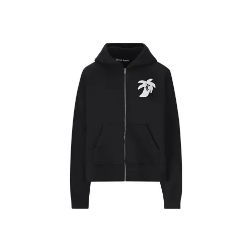 PALM ANGELS Logo Print Zip Up Hoodie