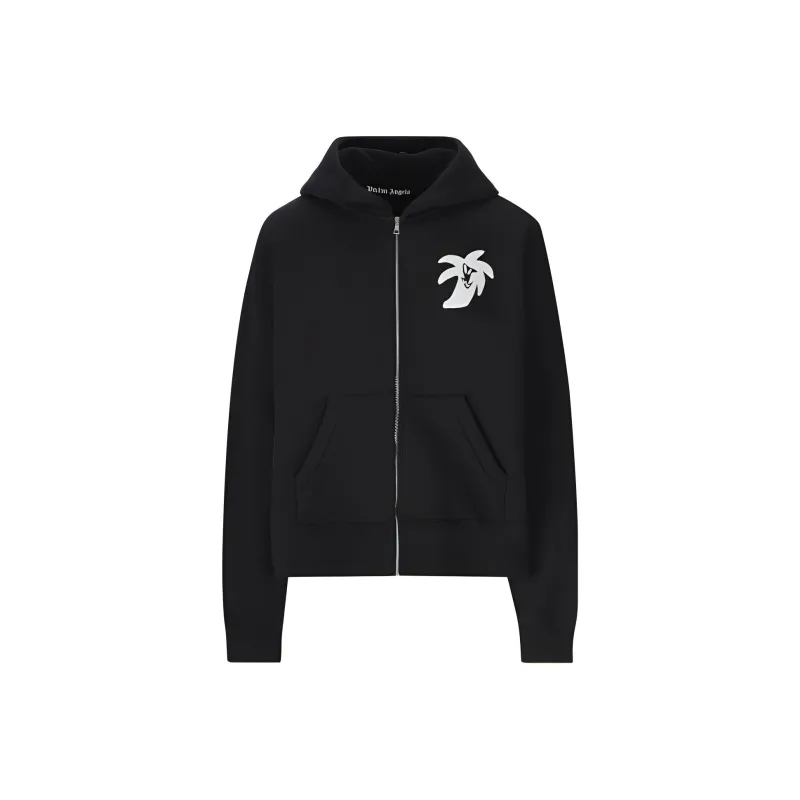 PALM ANGELS Logo Print Zip Up Hoodie-0