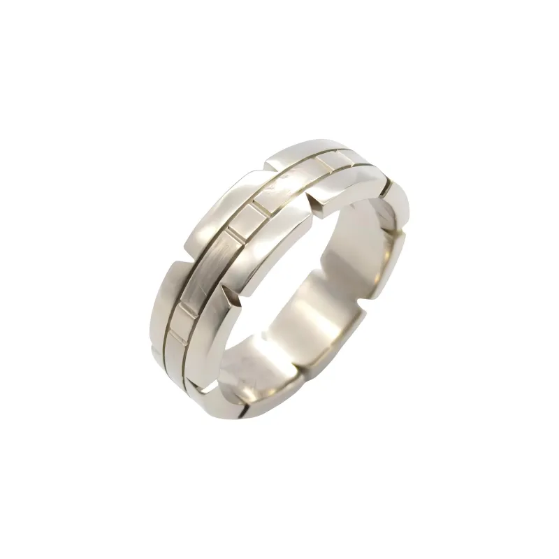 Cartier 2010s 18K White Gold Tank Française Ring-1