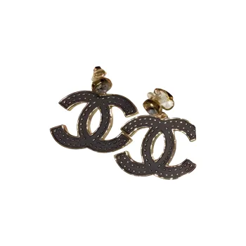CHANEL Earrings Women's Gold/Black
