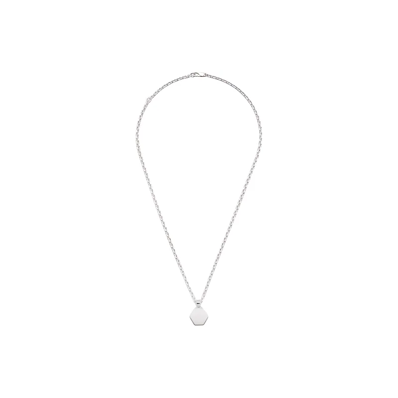 GUCCI Sterling Silver Trademark pendant Necklace-2