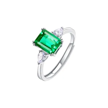 KOYOOME S925 Sterling Silver Cultured Emerald Ring Unisex