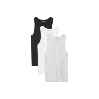 Abercrombie＆Fitch Tank Tops Men 3 Pack Black+White+Gray