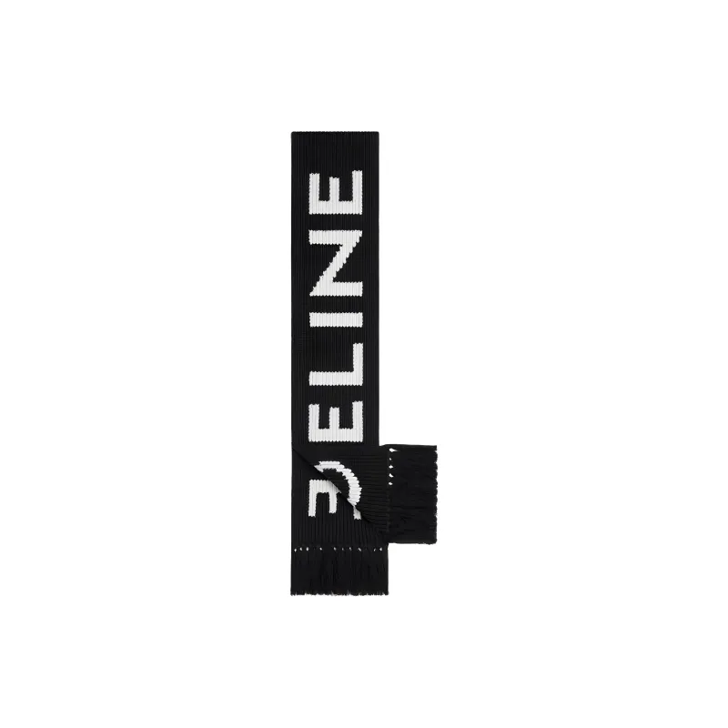 CELINE Wool Knit Scarves Men's Black-1